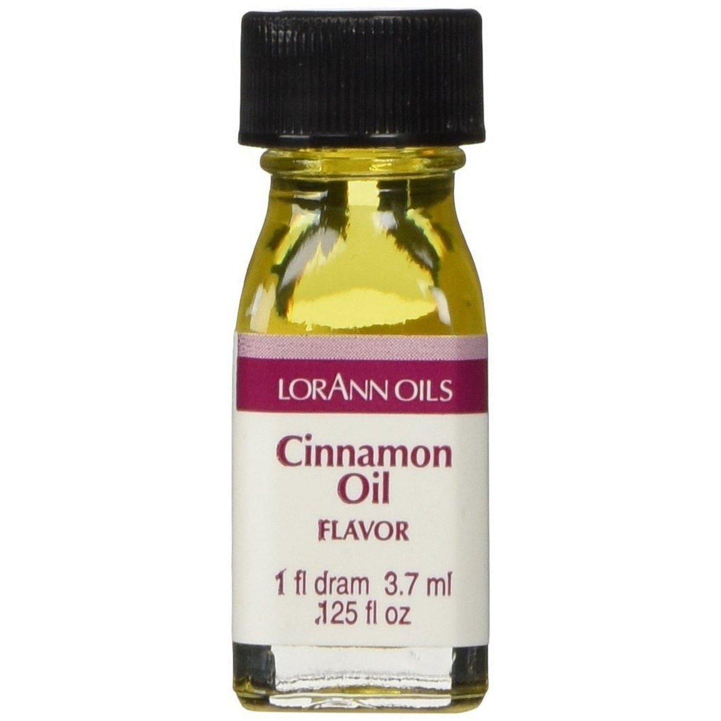 Lorann Oils Cinnamon Oil in a 1 Dram bottle, natural spice seasoning from Pasteur Pharmacy for baking and flavoring.
