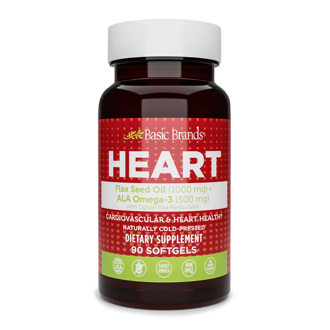 Basic Organics Flax Seed Oil Softgels from Pasteur Pharmacy, showing softgel capsules with flax seed oil.