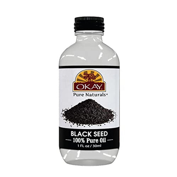 Black seed oil seeds from Pasteur Pharmacy for hair and skin care, 1 oz bottle, natural and pure black seed extract.