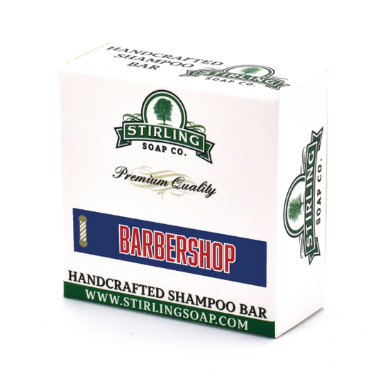 Pasteur Pharmacy Stirling Soap Co. Barbershop Shampoo Bar, 3.8 oz, natural solid shampoo for clean hair and scalp.