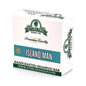 Stirling Soap Co. Island Man Shampoo Bar 3.8 oz, natural solid shampoo bar for men's grooming, displayed on a clean surface.