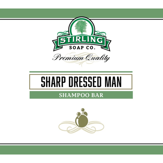 Stirling Soap Co. Sharp Dressed Man shampoo bar by Pasteur Pharmacy, 3.8 oz, natural grooming product for clean hair and scalp.