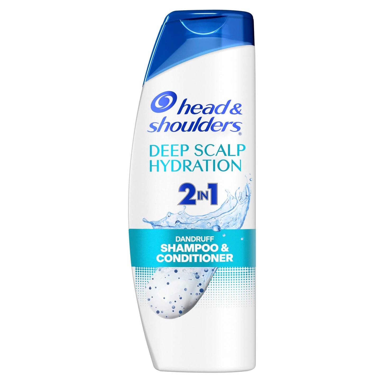 Head & Shoulders 2-in-1 deep scalp hydration dandruff shampoo and conditioner bottle, 12.5 fl oz, for dandruff relief.