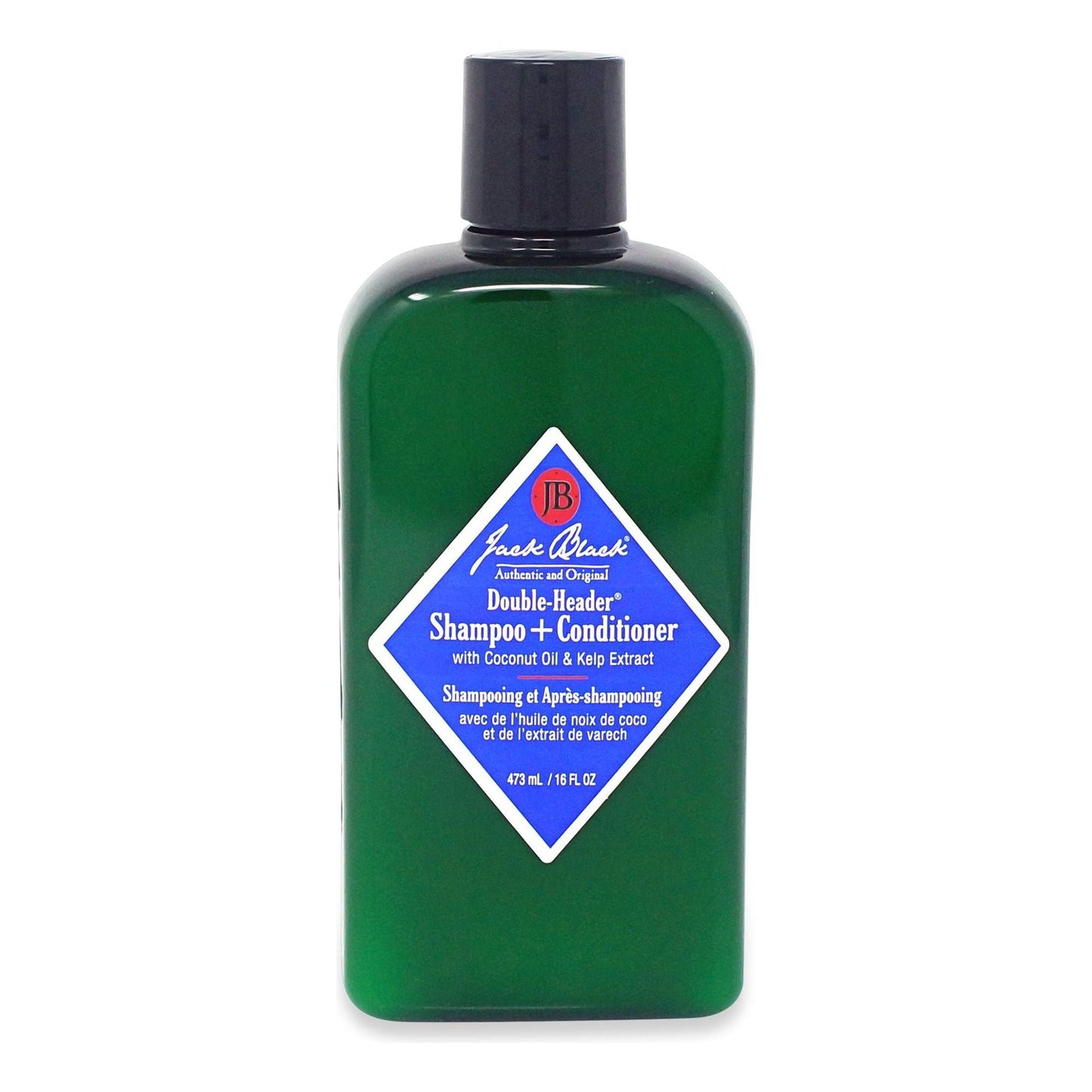 Jack Black Double-Header Shampoo and Conditioner in a 16 oz bottle, nourishing hair care duo with natural ingredients.