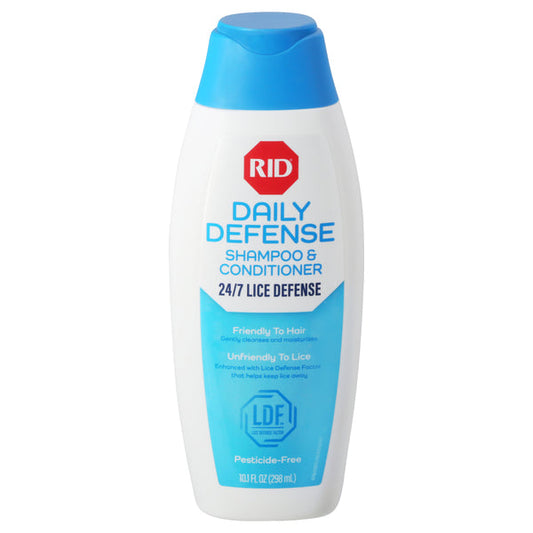 Pasteur Pharmacy Rid Shampoo & Conditioner Daily Defense 10.1 Fl Oz bottles, designed for scalp and hair protection.