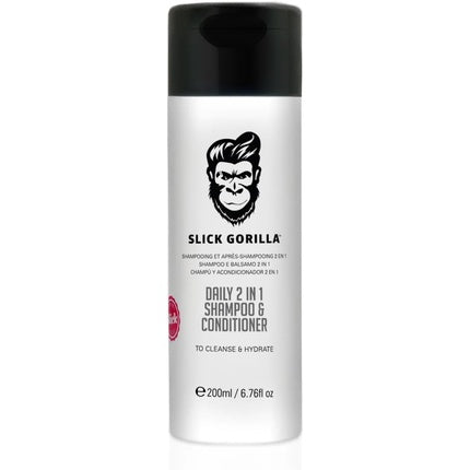 Slick Gorilla Daily 2-in-1 Shampoo & Conditioner by Pasteur Pharmacy in a 200ml bottle, showing the product label and packaging.