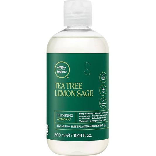 Pasteur Pharmacy Teatree Lemon Sage shampoo and conditioner bottles, 300ml each, with natural lemon and sage ingredients.