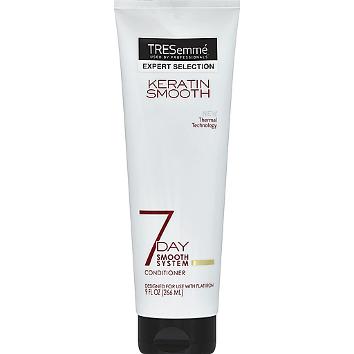 TRESemmé Expert Selection Keratin Smooth Conditioner 7 Day, 9 oz bottle, designed for sleek, frizz-free hair.