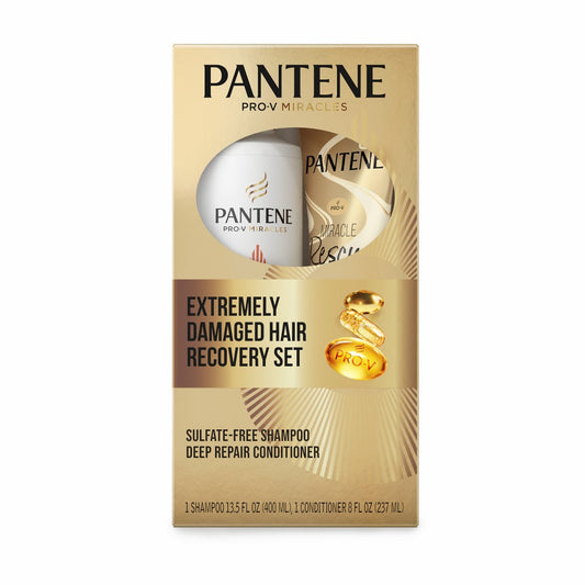 Pantene Pro-V Miracles Extreme Damage Hair Recovery Shampoo and Conditioner dual pack, 21.5 fl oz each, for damaged hair care.