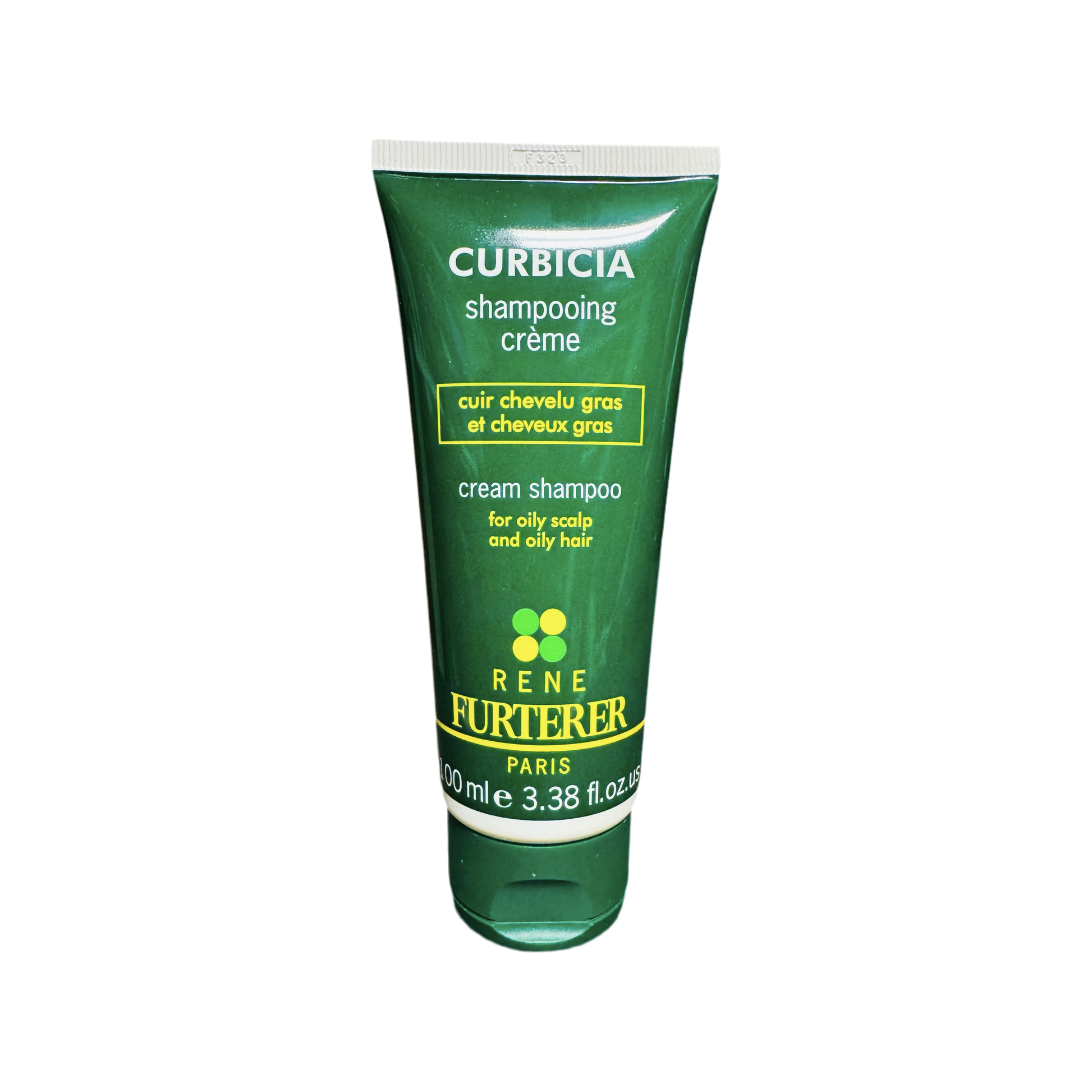 Rene Furterer Curbicia Cream Shampoo in 3.7 oz bottle, nourishing shampoo cream for scalp and hair, by Pasteur Pharmacy