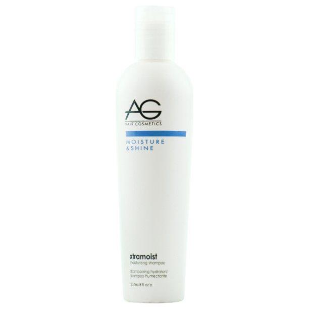 AG Hair Cosmetics Moisture & Shine Xtramoist moisturizing shampoo in a 8 oz bottle, designed to hydrate and add shine to hair.