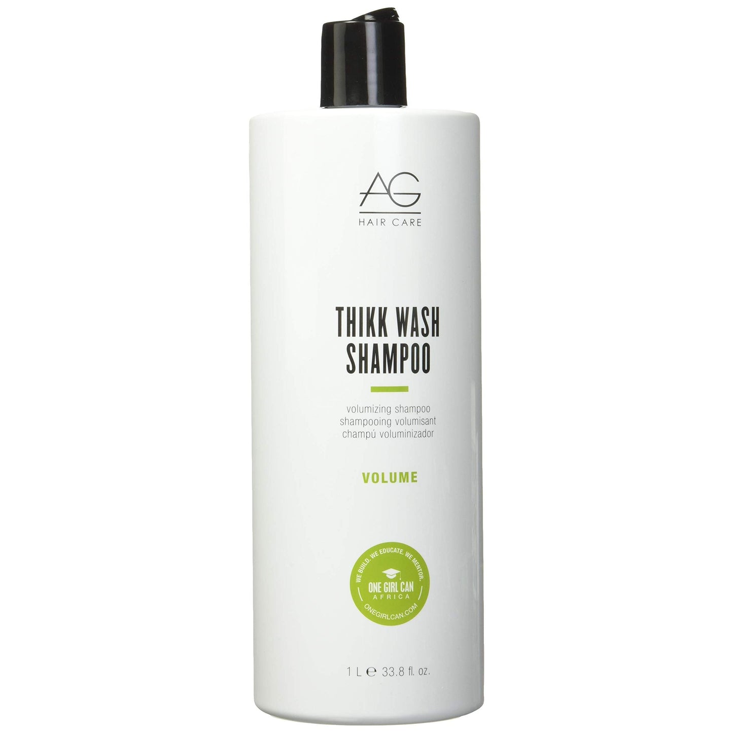 AG Hair Cosmetics Volume Thikk Wash volumizing shampoo in 237ml bottle, with a sleek label and clear branding in the image.
