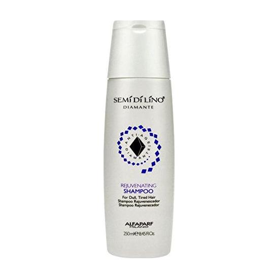 Alfaparf Semi Di Lino Diamante Anti Age Rejuvenating Shampoo in 8.45 oz bottle, designed to nourish and revitalize hair.