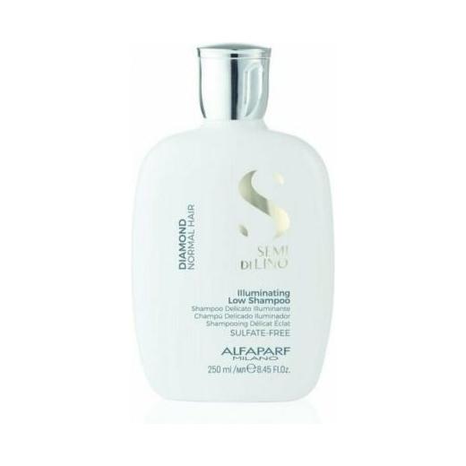 Alfaparf Semi Di Lino Diamond Illuminating Shampoo bottle, 8.45oz, with sleek packaging and product label visible.