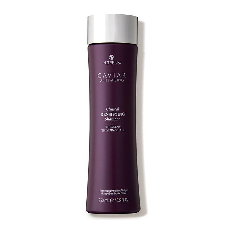 Alterna Caviar Clinical Densifying Shampoo in 8.5 oz bottle, designed to strengthen and add volume to hair.