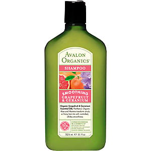 Avalon Organic Botanicals Grapefruit & Geranium Shampoo in 11oz bottle, natural shampoo with refreshing citrus and floral scent.