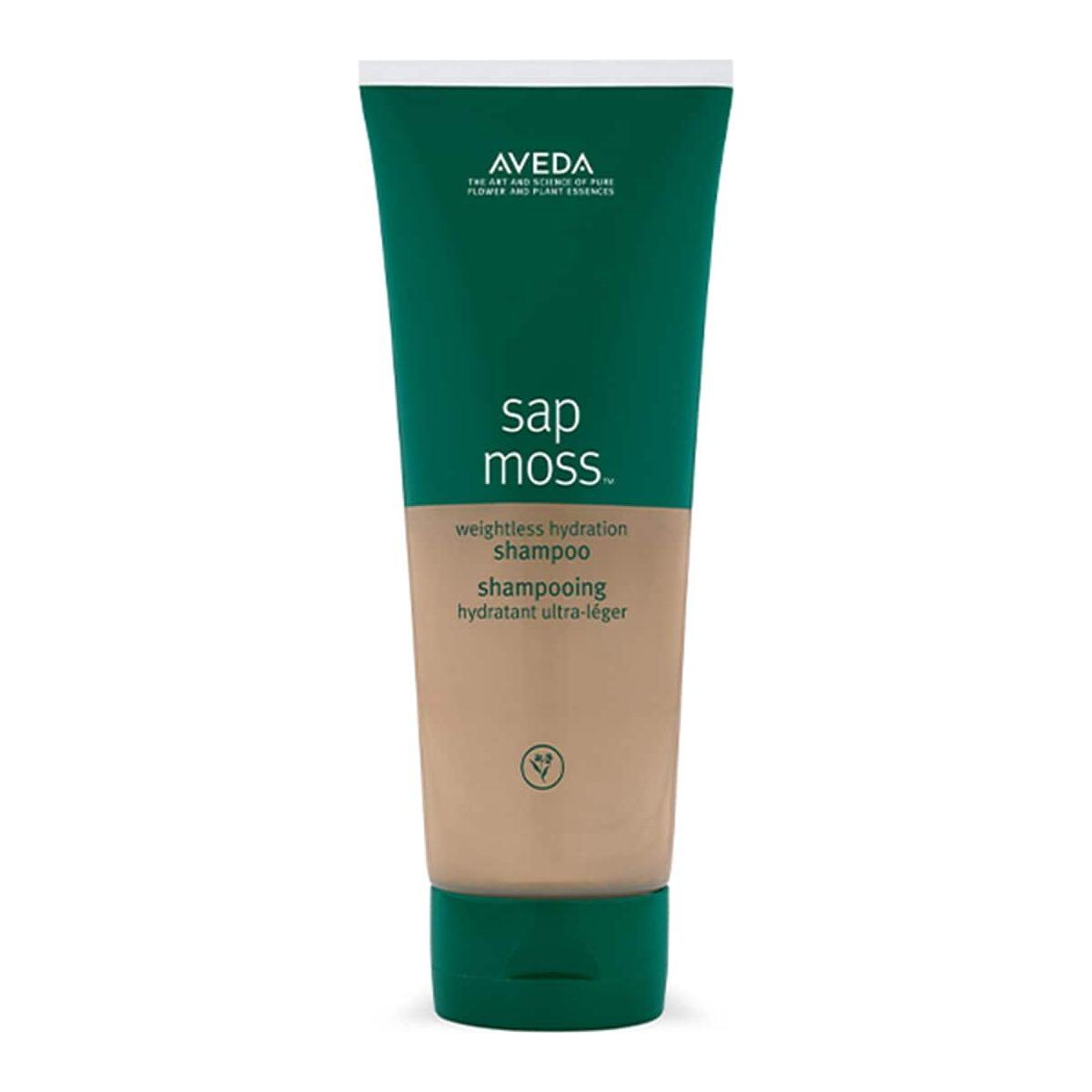 Aveda Sap Moss Weightless Hydration Shampoo bottle, 6.7 fl oz, displayed with its label and packaging for hydration and gentle cleansing.