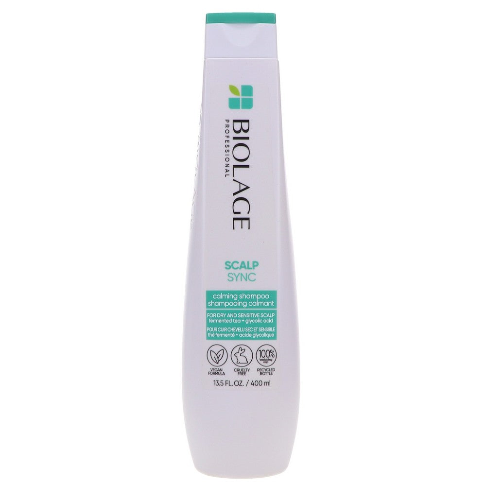 Biolage Scalp Sync Calming Shampoo in 400ml bottle, gentle shampoo by Pasteur Pharmacy for scalp soothing and refreshment.