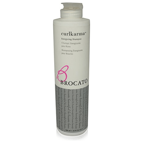 Brocato Curlkarma Energizing Shampoo in 300ml bottle, designed for curly hair, with a clear label and pump dispenser.