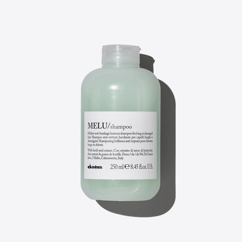 Davines Melu Long & Damaged Hair Shampoo in 250ml bottle, designed to nourish and repair damaged hair.