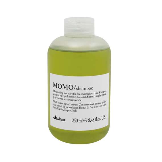 Davines Momo Moisturizing Shampoo in 8.45 oz bottle, creamy formula, suitable for hydrating and nourishing hair.
