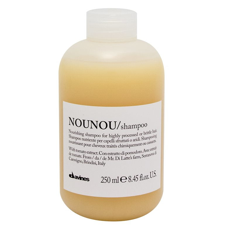 Davines NOUNOU Nourishing Shampoo bottle, 8.45 oz, with packaging and label visible, designed for nourishing hair care.