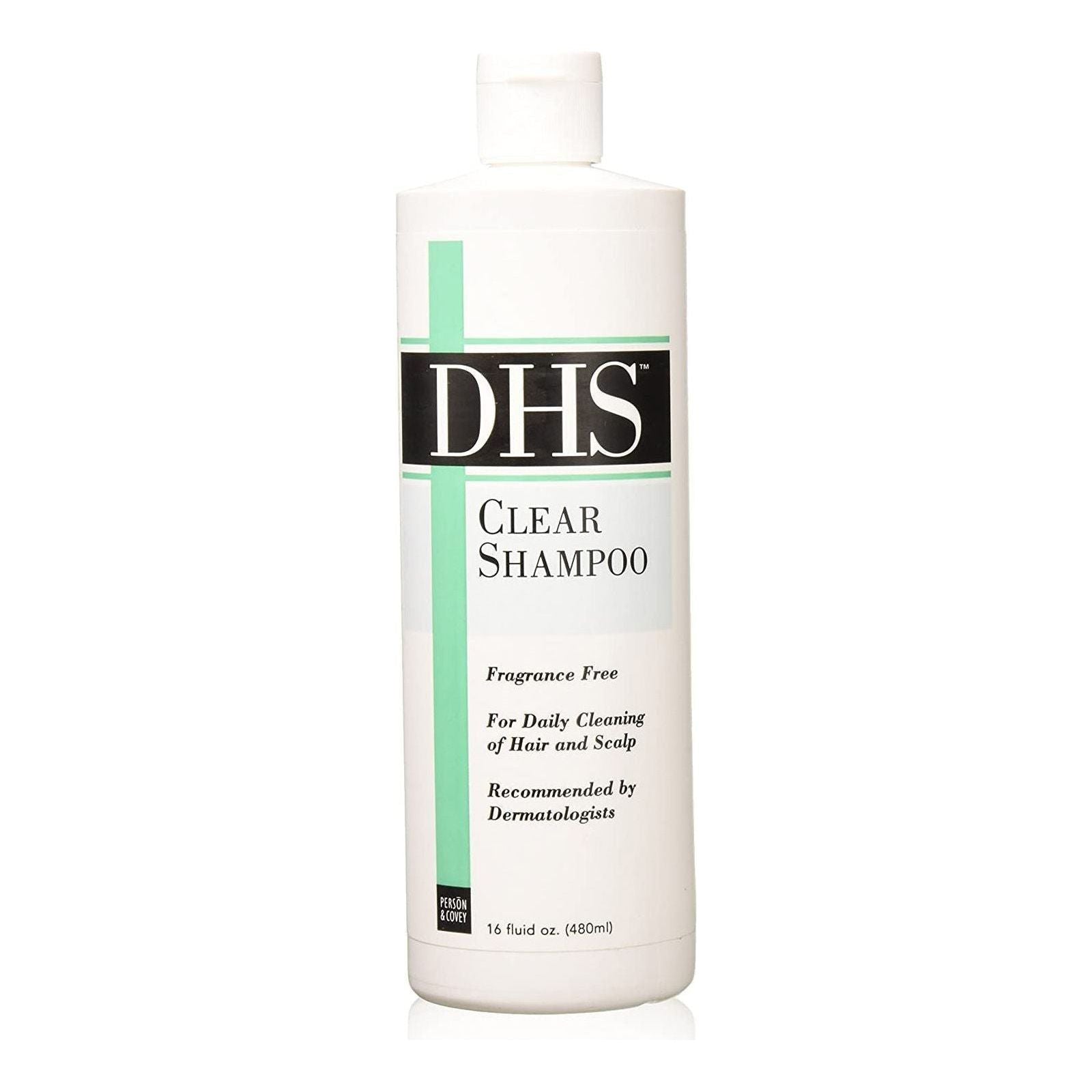 DHS Clear Shampoo in 16 fl oz bottle by Pasteur Pharmacy, clear liquid shampoo suitable for daily hair cleansing.