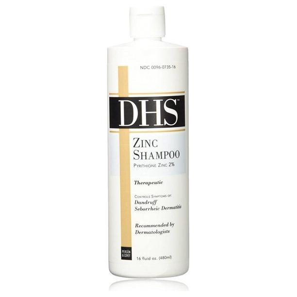 Pasteur Pharmacy DHS Zinc Shampoo with Pyrithione Zinc 2% in a 16 fl oz bottle, designed for scalp and dandruff care.