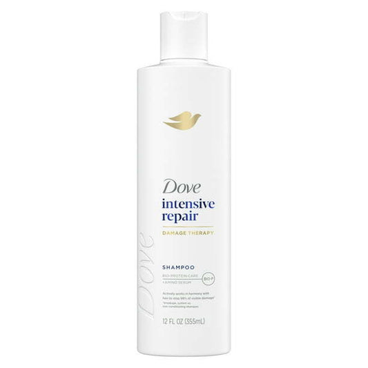 Dove Intensive Repair Conditioner for damaged hair with Bio-Restore Complex, 18 oz, in a bottle with a white and blue label