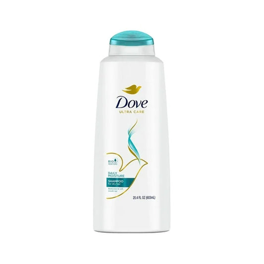 Dove Daily Moisture Damage Therapy Shampoo bottle, 20.4 fl oz, for nourishing and moisturizing hair.