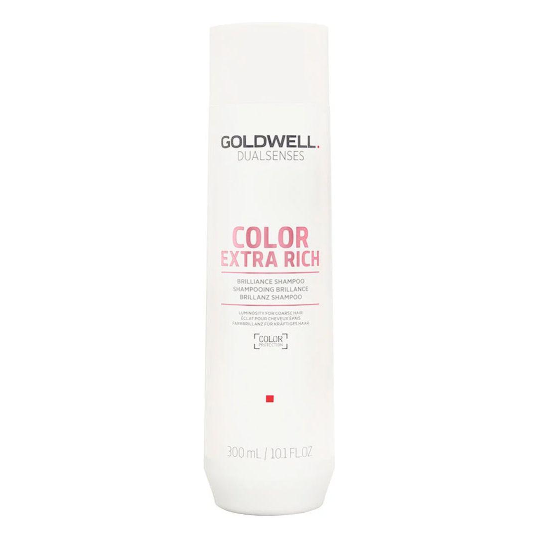 Goldwell Dualsenses Color Extra Rich Brilliance Shampoo bottle, 10.1 oz, designed for vibrant hair color and shine.