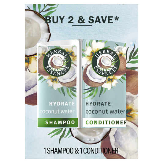 Herbal Essences Classic Hydrate Coconut Water and Jasmine moisturizing shampoo bottle with label and cap.