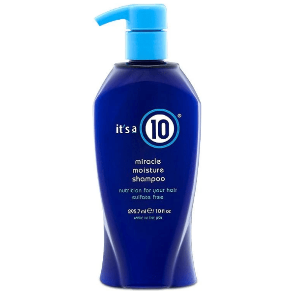 Pasteur Pharmacy It's a 10 Miracle Moisture Shampoo bottle showing the 10 oz size and label on a white background.