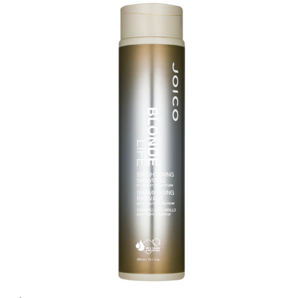 Joico Blonde Life Brightening Shampoo in 10.1oz bottle, showing the shampoo bottle with label and packaging details.