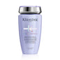 Kerastase Blond Absolu Ultra Violet Blonde Hair Shampoo 250ml bottle with purple and silver label, designed for blonde hair care.