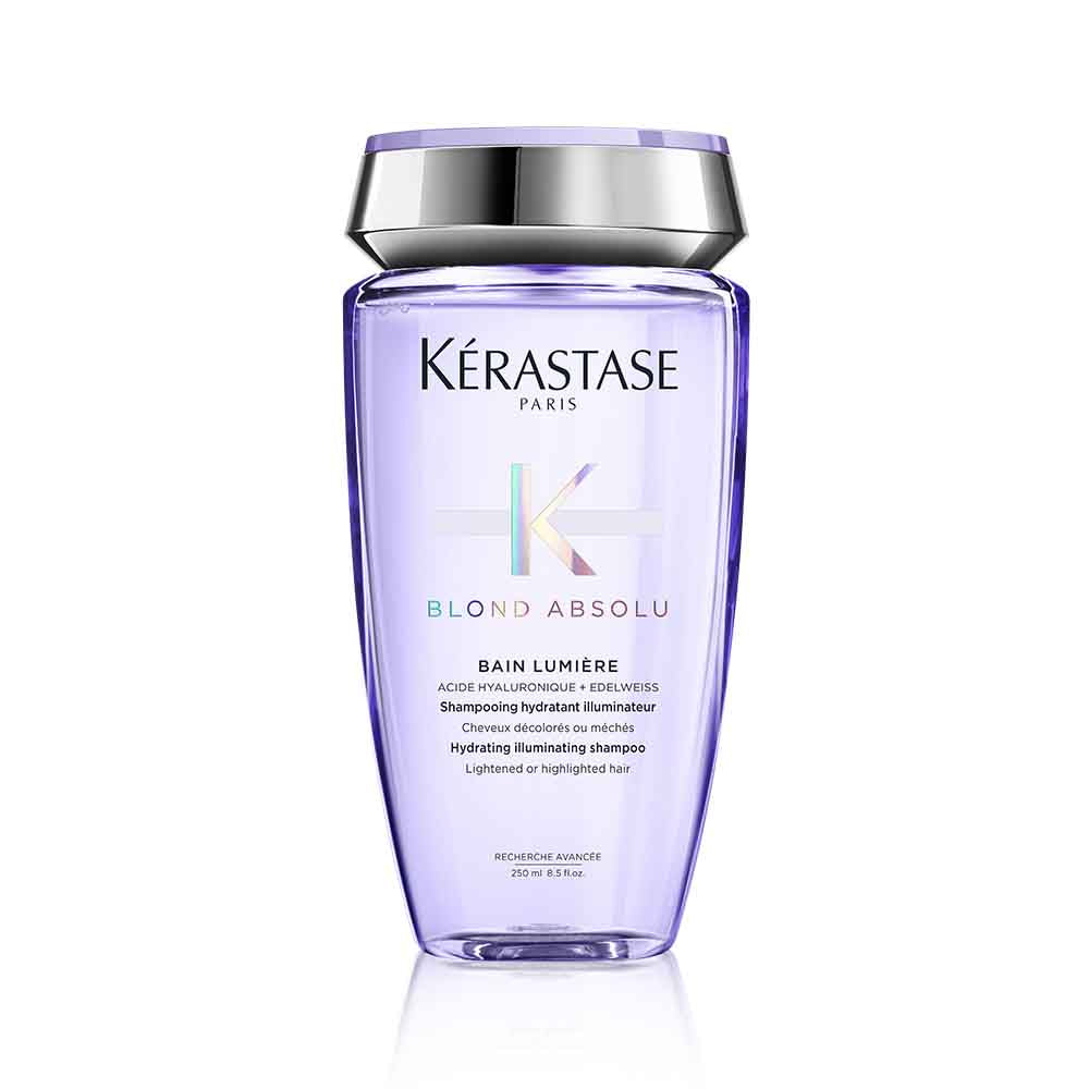 Kerastase Blond Absolu Bain Lumiere shampoo 250ml for blonde hair, featuring a nourishing and brightening formula.