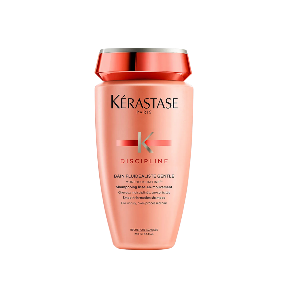 Kerastase Discipline Bain Fluidealiste shampoo in 250ml bottle, smoothening and frizz control for hair.