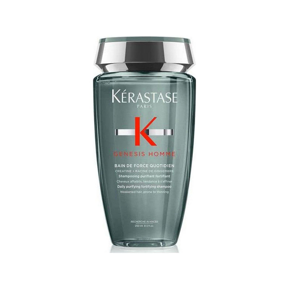 Kerastase Genesis Homme Bain de Force Quotidien shampoo in 250ml bottle, designed for strength and scalp care.