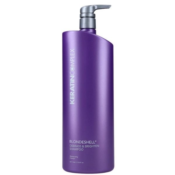 Keratin Complex Blondeshell Shampoo by Pasteur Pharmacy, 33.8 fl oz bottle, creamy formula for blonde hair care.