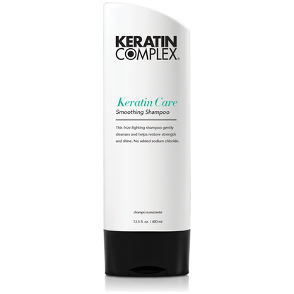 Keratin Complex Keratine Care Smoothing Shampoo bottle, 400ml, with clear label, for smoothing and hair care.