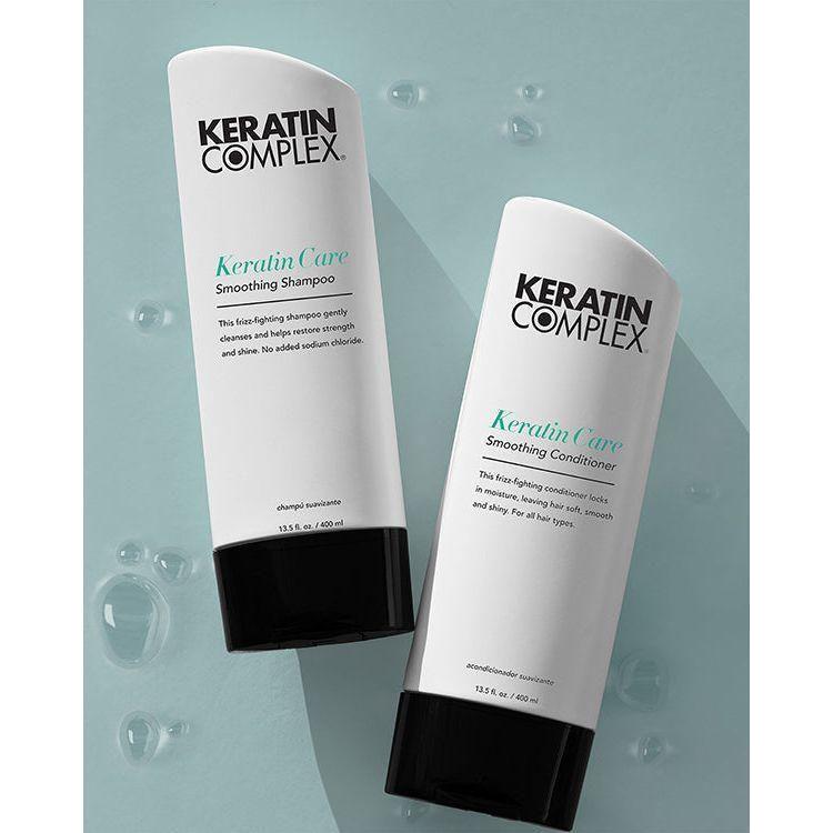 Keratin Complex Keratine Care Smoothing Shampoo in 400ml bottle, gentle hair shampoo by Pasteur Pharmacy for smoothing and care.
