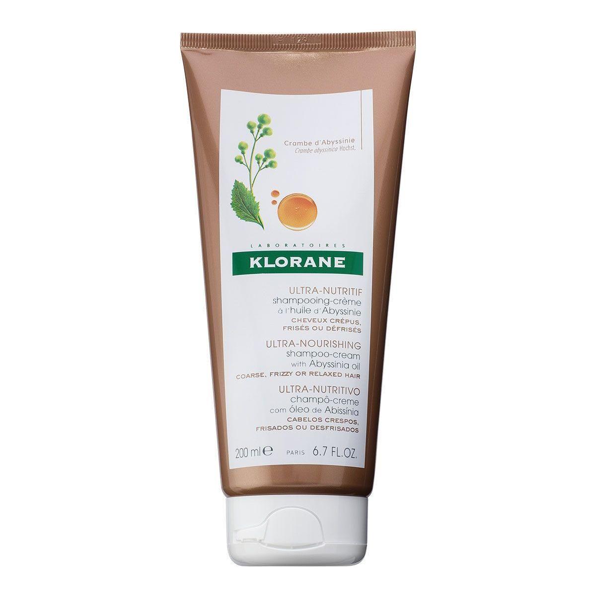 Klorane Shampoo-Cream with Abyssinia Oil in 6.7 fl oz bottle, creamy shampoo for nourishing hair, natural and gentle formula