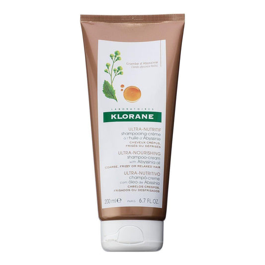 Klorane Shampoo-Cream with Abyssinia Oil in 6.7 fl oz bottle, creamy shampoo for nourishing hair, natural and gentle formula