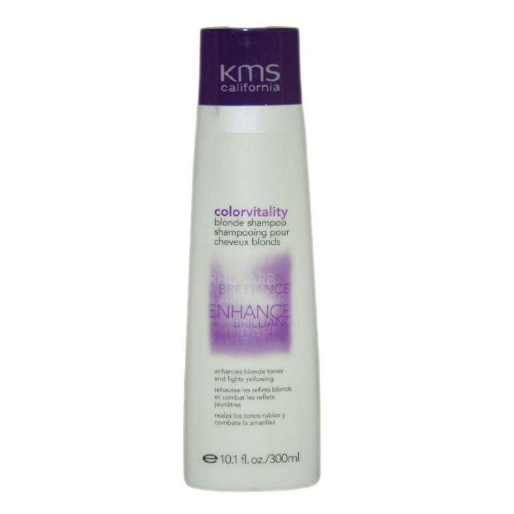 KMS Color Vitality Blonde Shampoo in 10.1 oz bottle, designed to enhance blonde hair color and add shine