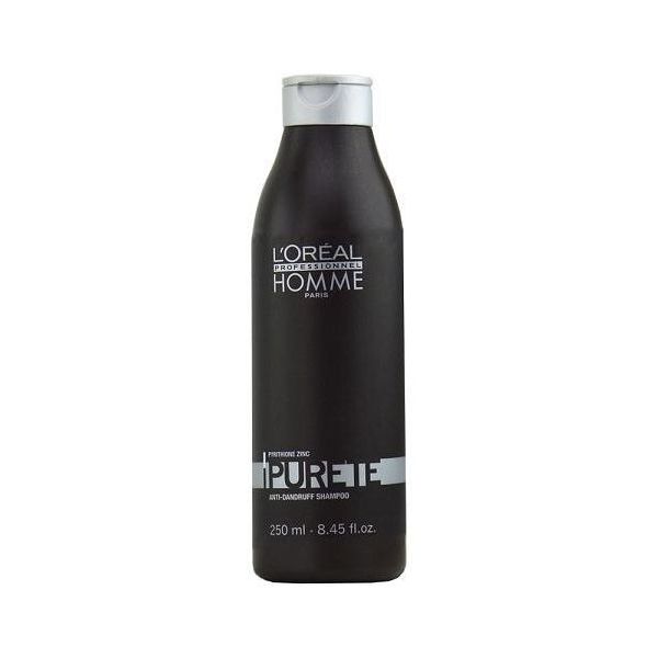 L'Oreal Professionnel Homme Purete anti-dandruff shampoo bottle, 250ml, shown with clean packaging and product details.
