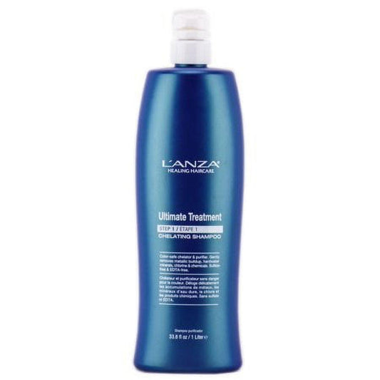 Lanza The Ultimate Treatment Purifying Shampoo Step One in a 33.8 oz bottle, natural ingredients for deep cleansing and scalp health.