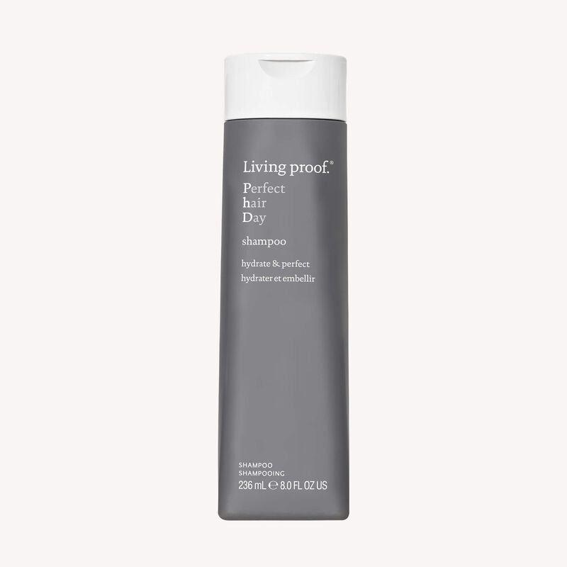 Living Proof Perfect Hair Day Shampoo 8 oz bottle, clear and sleek packaging, designed for clean, healthy hair.