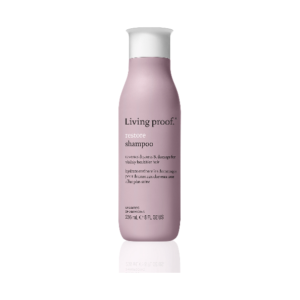 Living Proof Restore Shampoo 8 oz bottle, moisturizing hair shampoo with gentle cleansing formula.