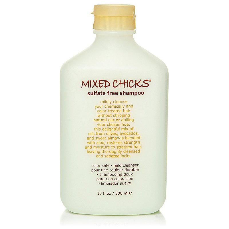 Mixed Chicks sulfate-free shampoo in a 10 fl oz bottle, designed for gentle cleansing of textured hair.