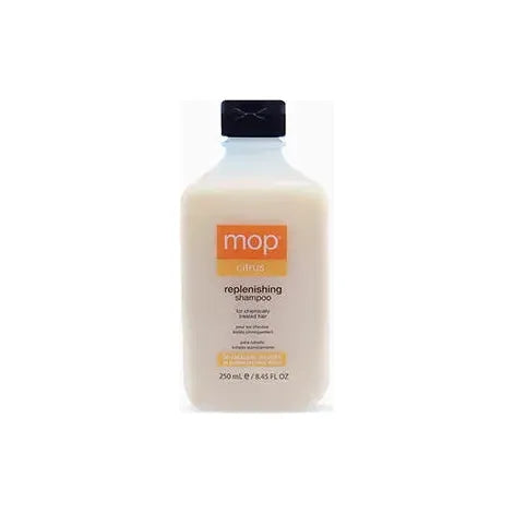 Pasteur Pharmacy MOP Citrus Replenishing Shampoo 8.45 oz bottle with citrus scent and nourishing formula.